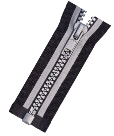 Metal zipper with black tape